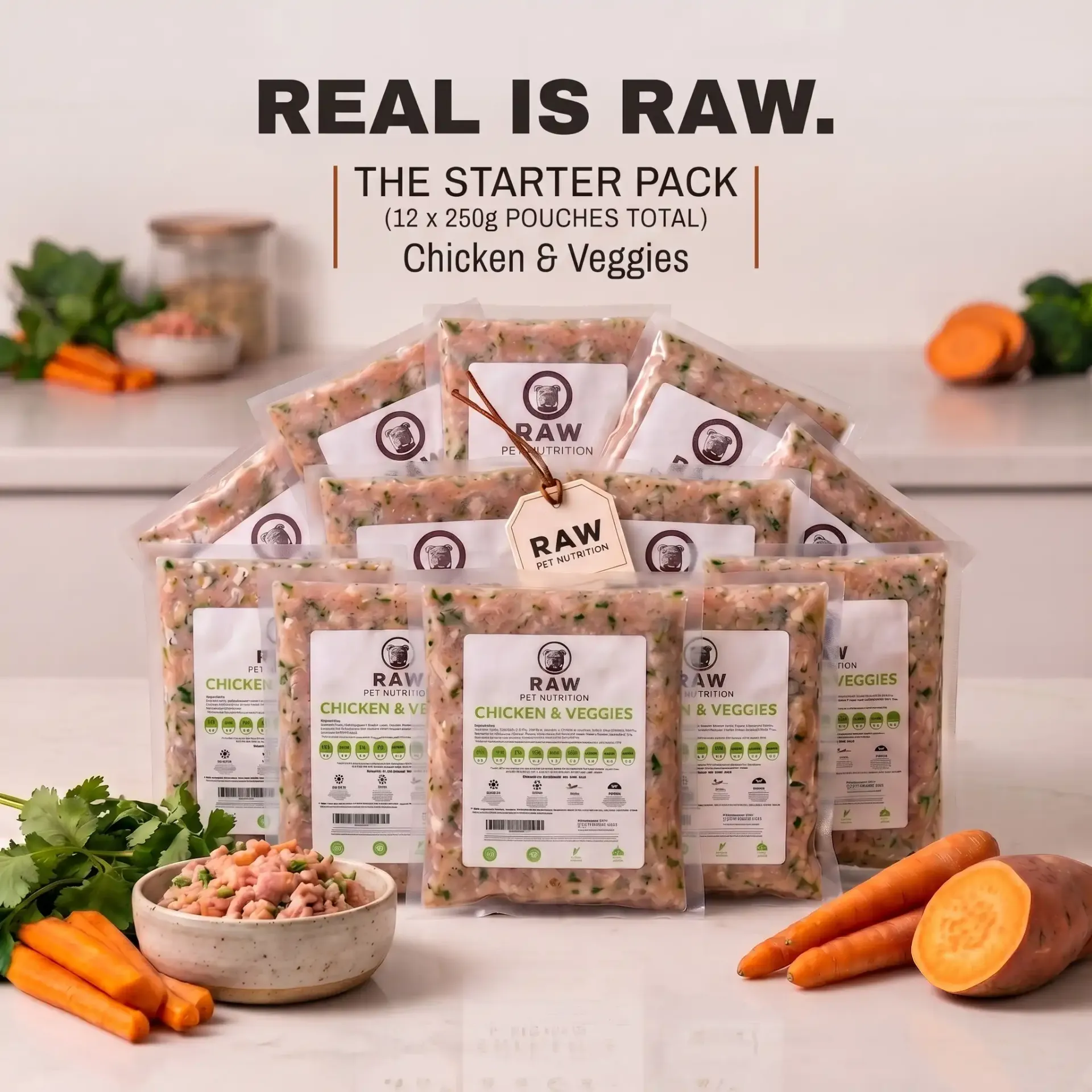 Starter Pack - Chicken & Veggies - Dog (Up to 5kg · 6 pouches)